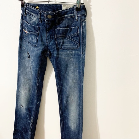 Diesel Wenga Wash 008WW Stretch Distressed Denim Jeans Front Patch Pockets 💙 - Picture 3 of 15